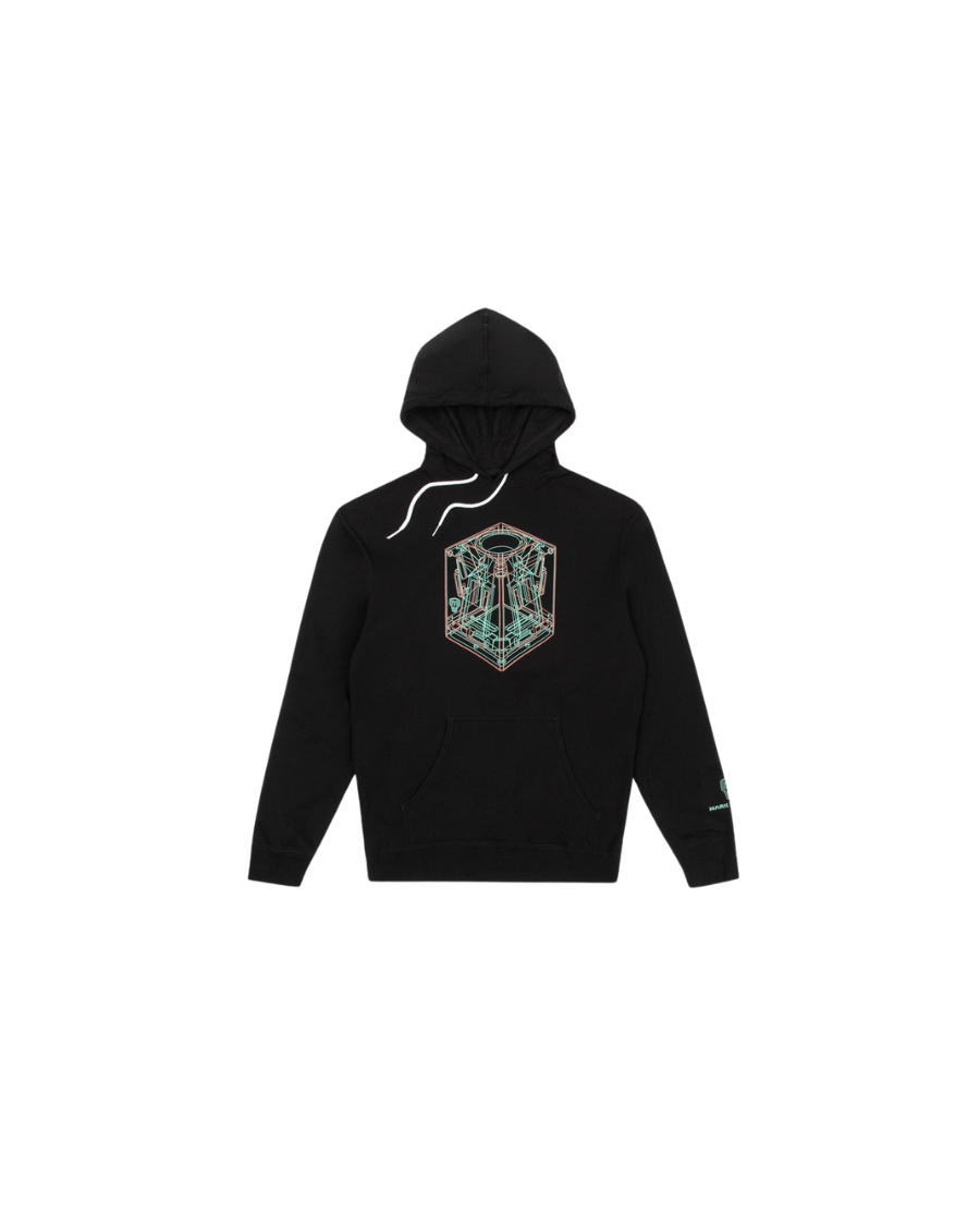 Mark Rober Glitter Bomb Hoodie – Black Wireframe Design